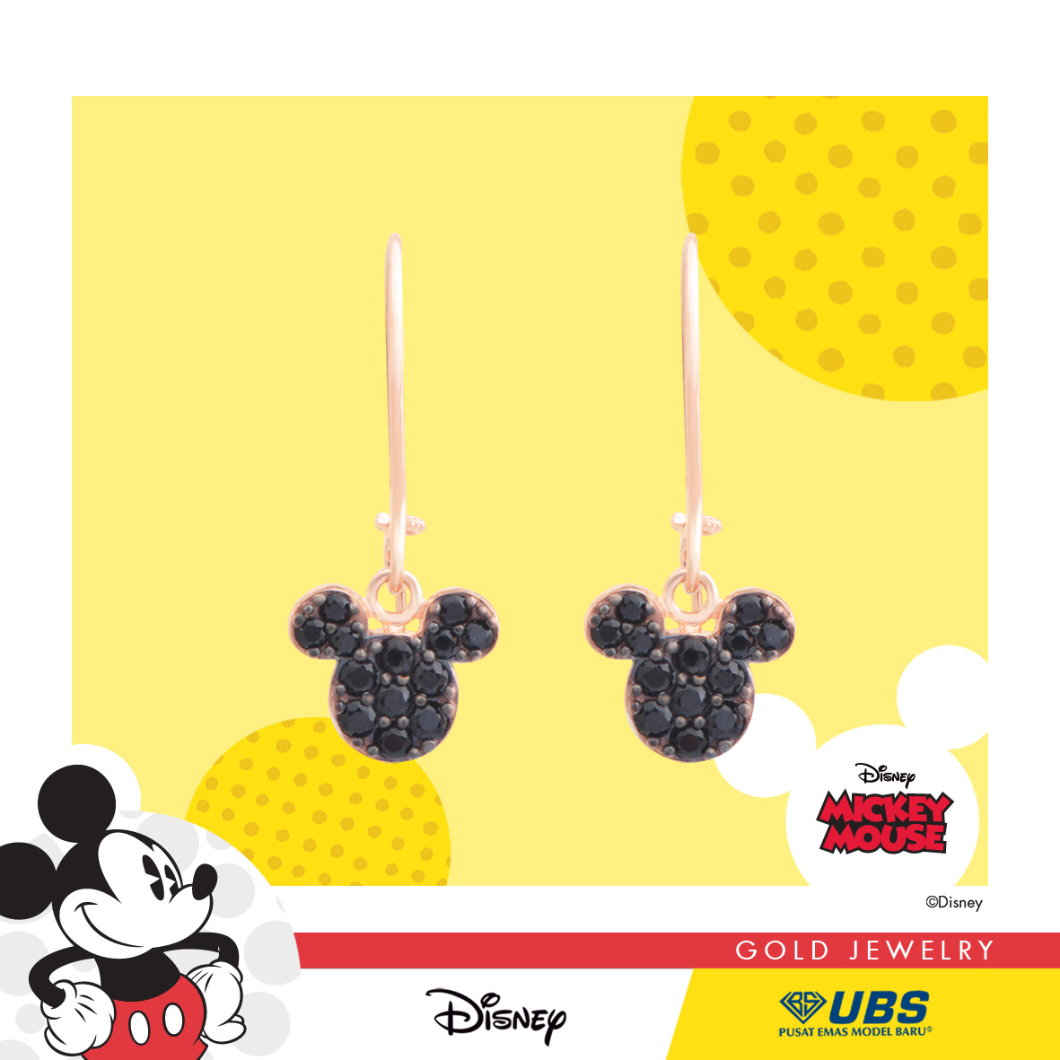 Mickey Mouse Earring Ubslifestyle Perhiasan Emas Gold Jewelry