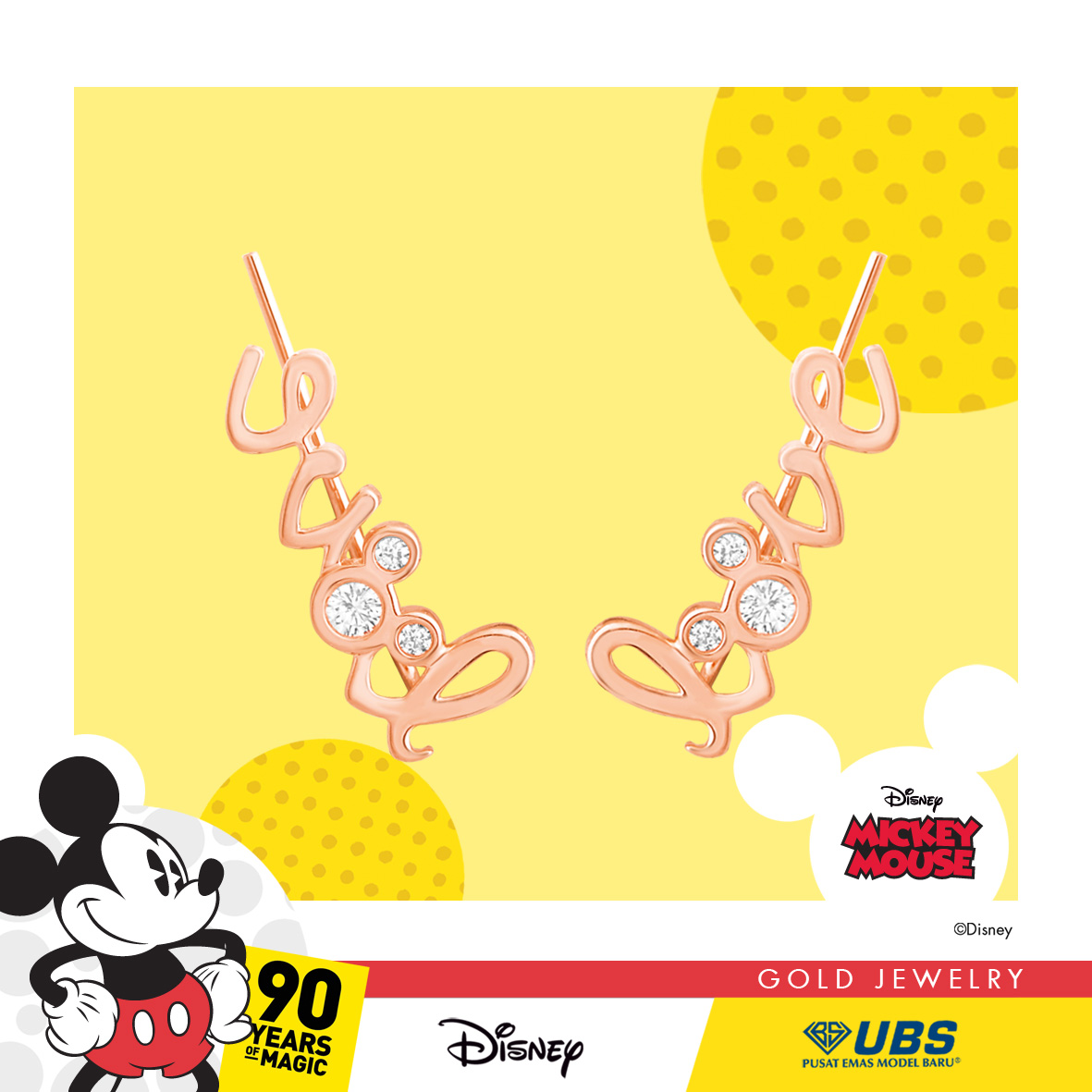 UBS Anting Emas Disney Mickey Mouse - Cwy0022 - 17K