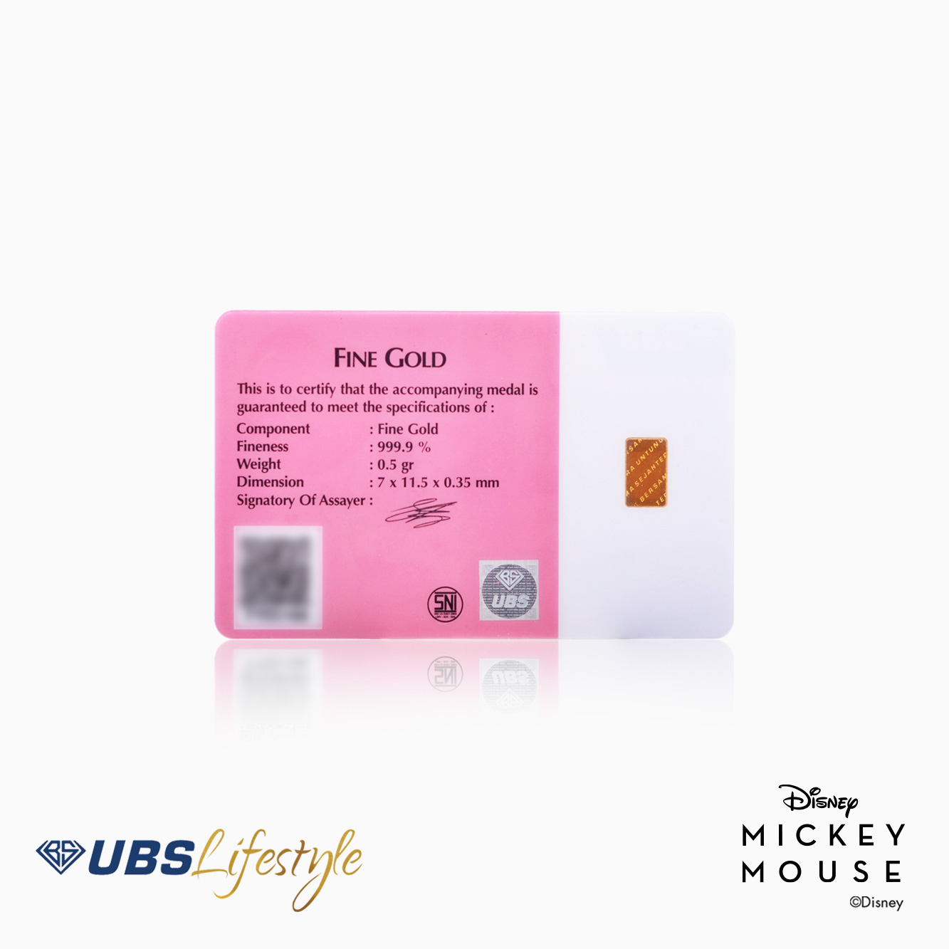 UBS Logam Mulia Disney Mickey & Minnie Mouse Valentine 0.5 Gr