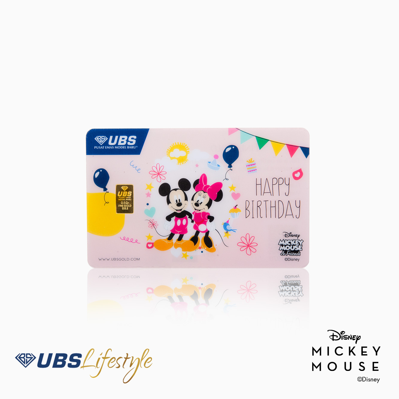 UBS Logam Mulia Disney Mickey & Minnie Mouse Happy Birthday 0.5 Gr