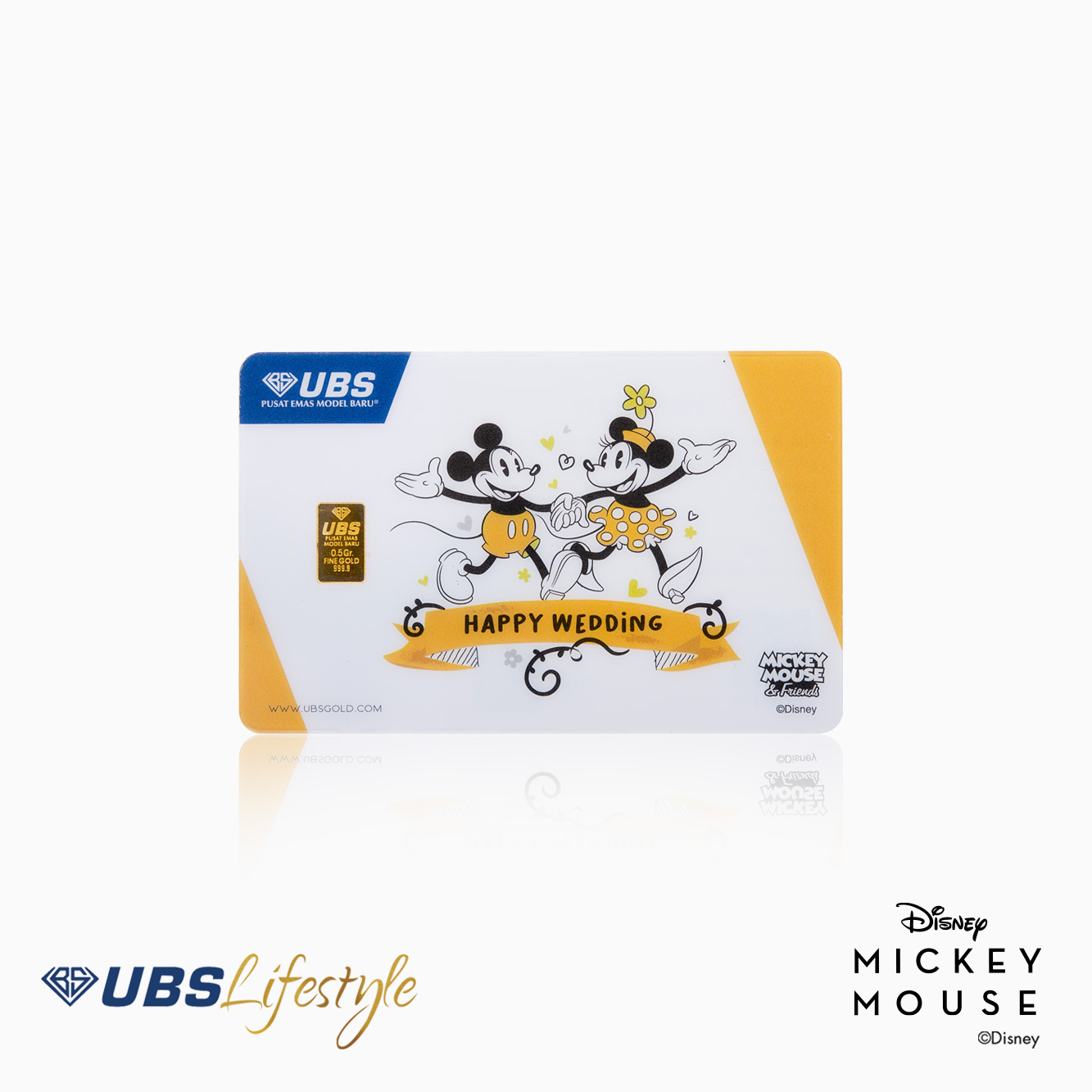 UBS Logam Mulia Disney Mickey & Minnie Mouse Happy Wedding 0.5 Gr