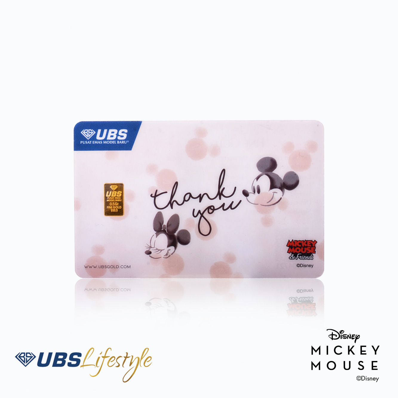 UBS Logam Mulia Disney Mickey & Minnie Mouse Thank You 0.5 Gr