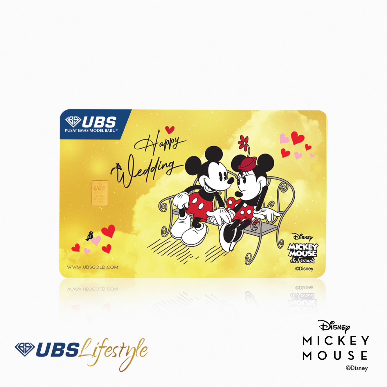 UBS Logam Mulia Disney Mickey & Minnie Mouse Happy Wedding 0.1 GR
