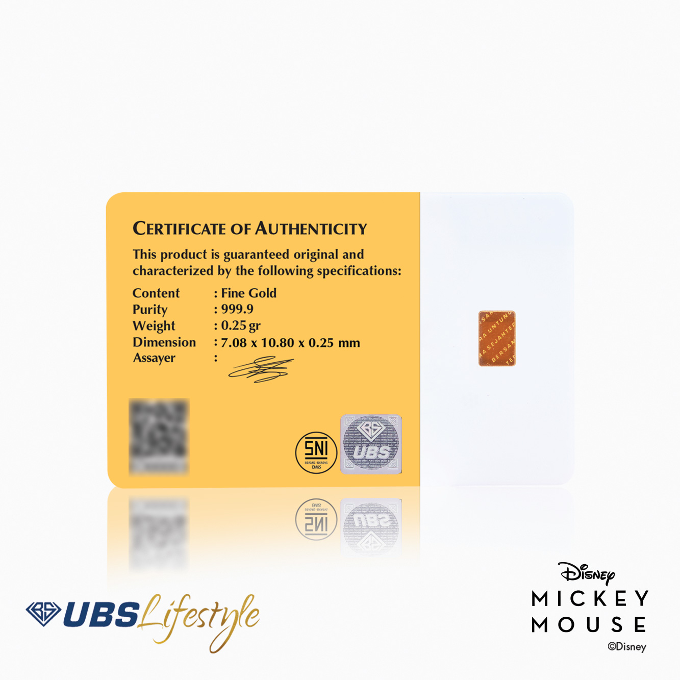 UBS Logam Mulia Disney Mickey & Minnie Mouse Congratulation 0.25 Gr