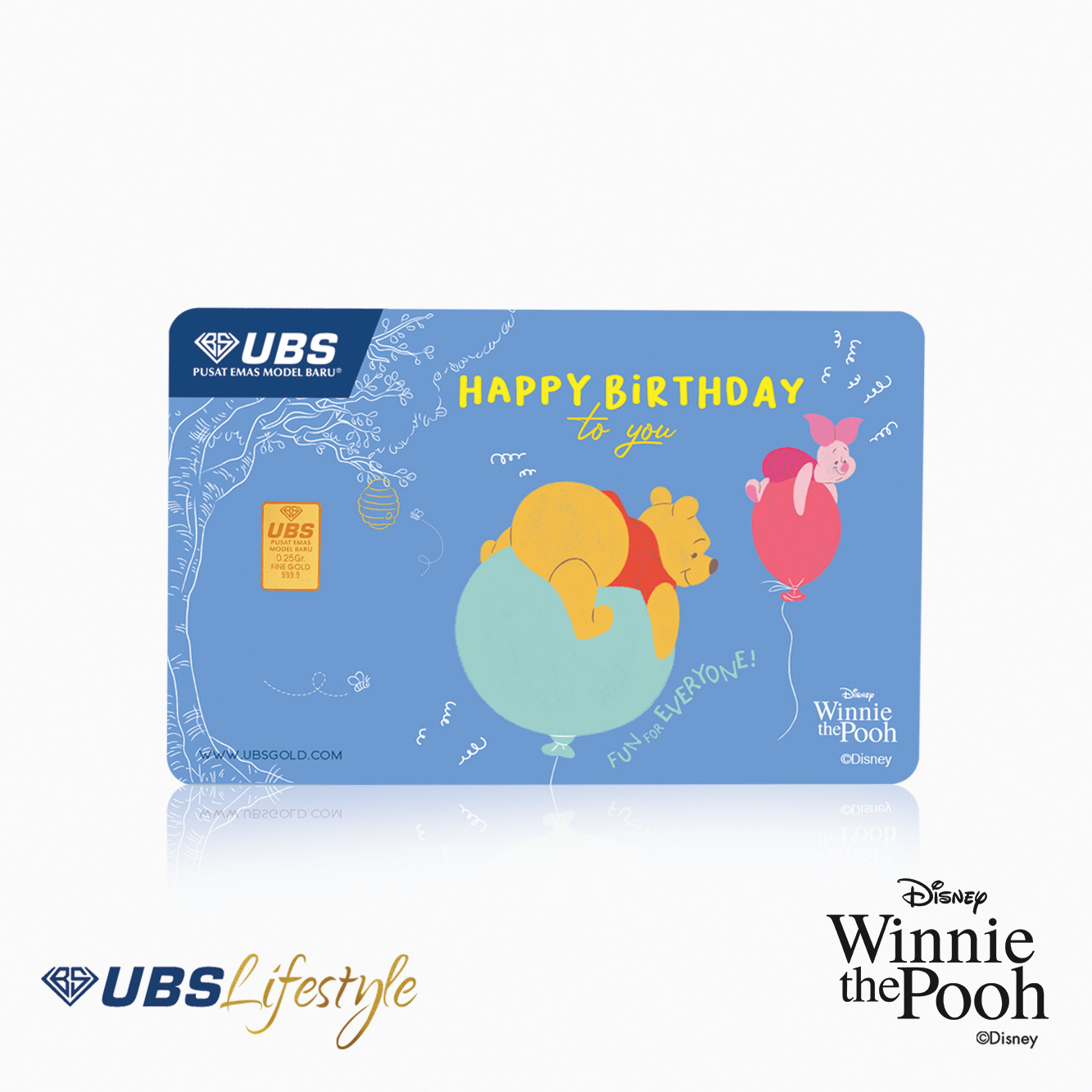 UBS Logam Mulia Disney Winnie The Pooh Happy Birthday 0.25 Gr
