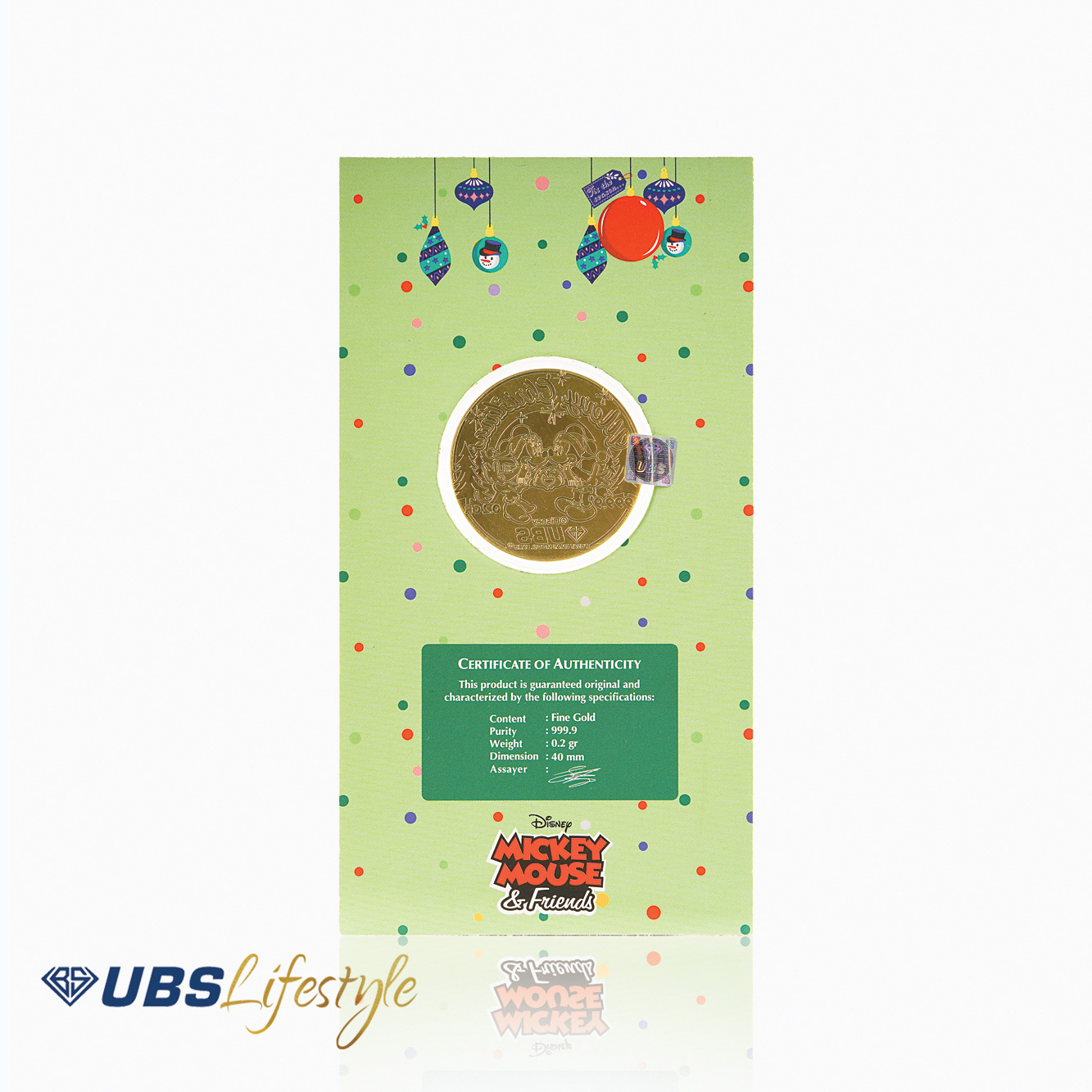UBS Angpao Emas Disney Mickey & Minnie Edisi Christmas 0.2 Gr