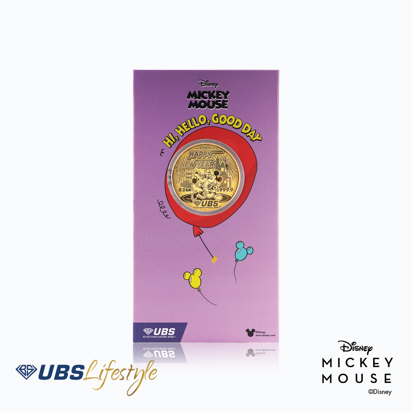 UBS Angpao Emas Disney Mickey Dan Minnie Mouse New Year 0.2 Gr