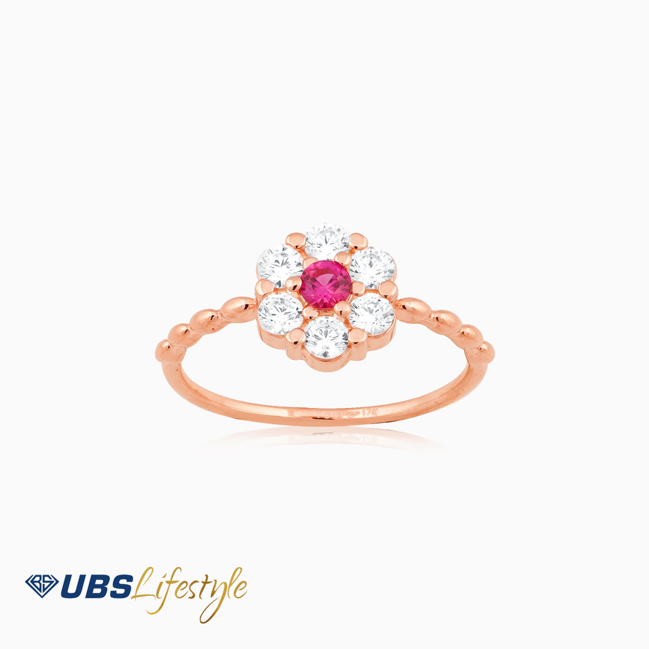 UBS Cincin Emas - CC16013RM - Batu Merah -  17K