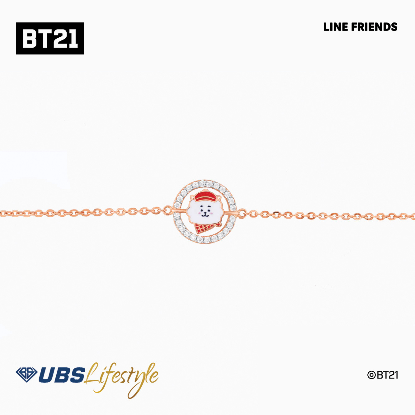 UBS Gelang Emas BT21 Rj - Line Friends - Khg0003R - 17K