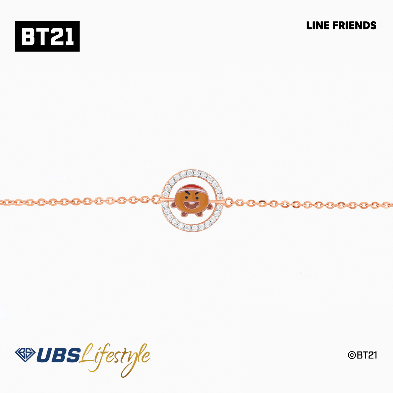 UBS Gelang Emas BT21 Shooky - Line Friends - Khg0008R - 17K