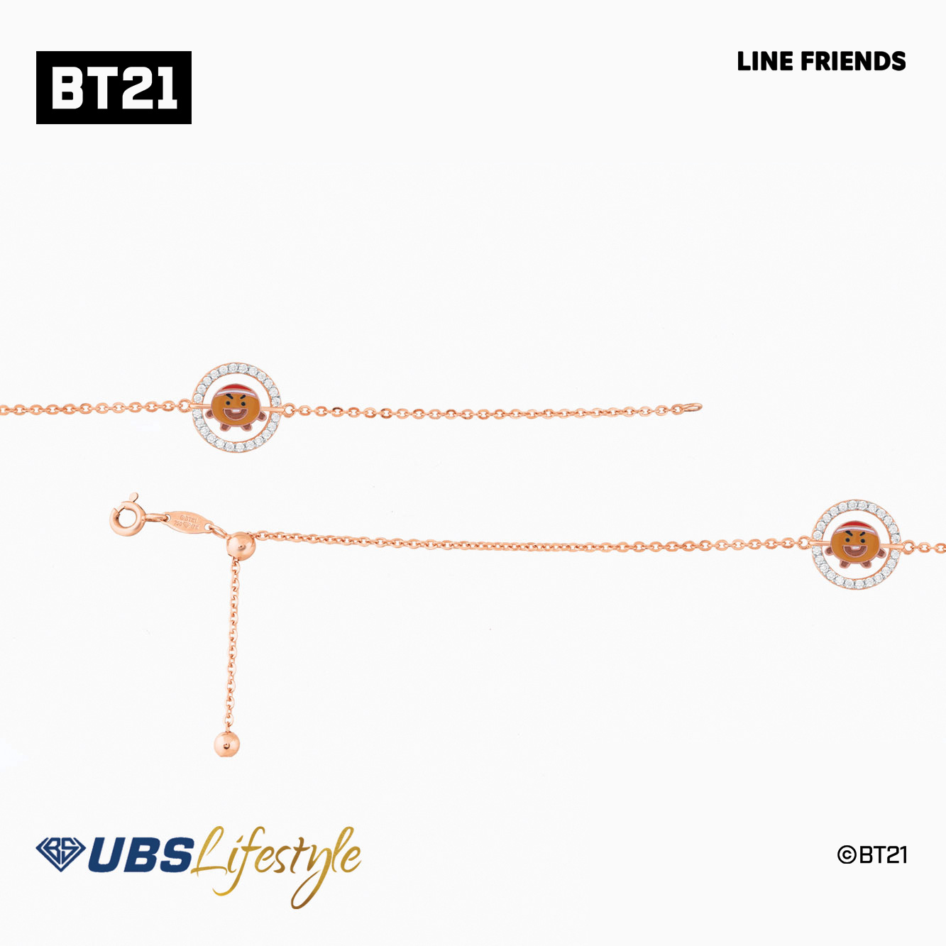 UBS Gelang Emas BT21 Shooky - Line Friends - Khg0008R - 17K