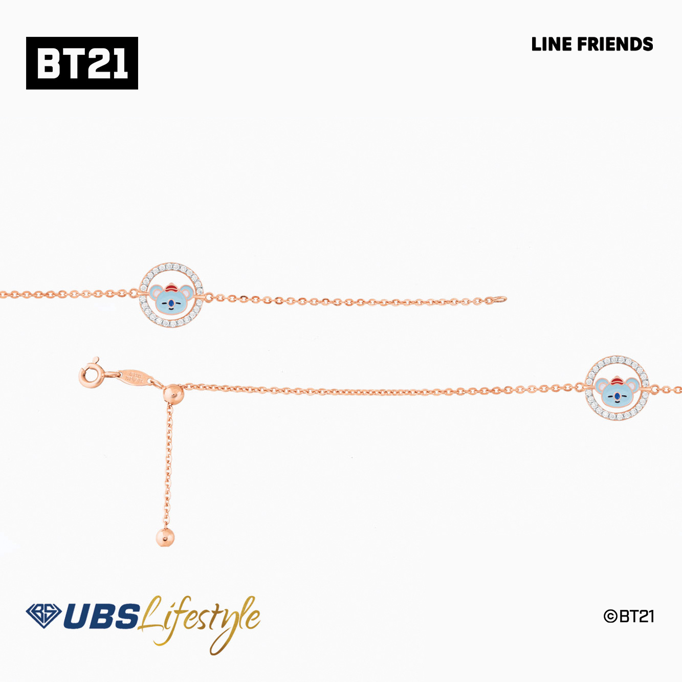 UBS Gelang Emas BT21 Koya - Line Friends - Khg0011R - 17K
