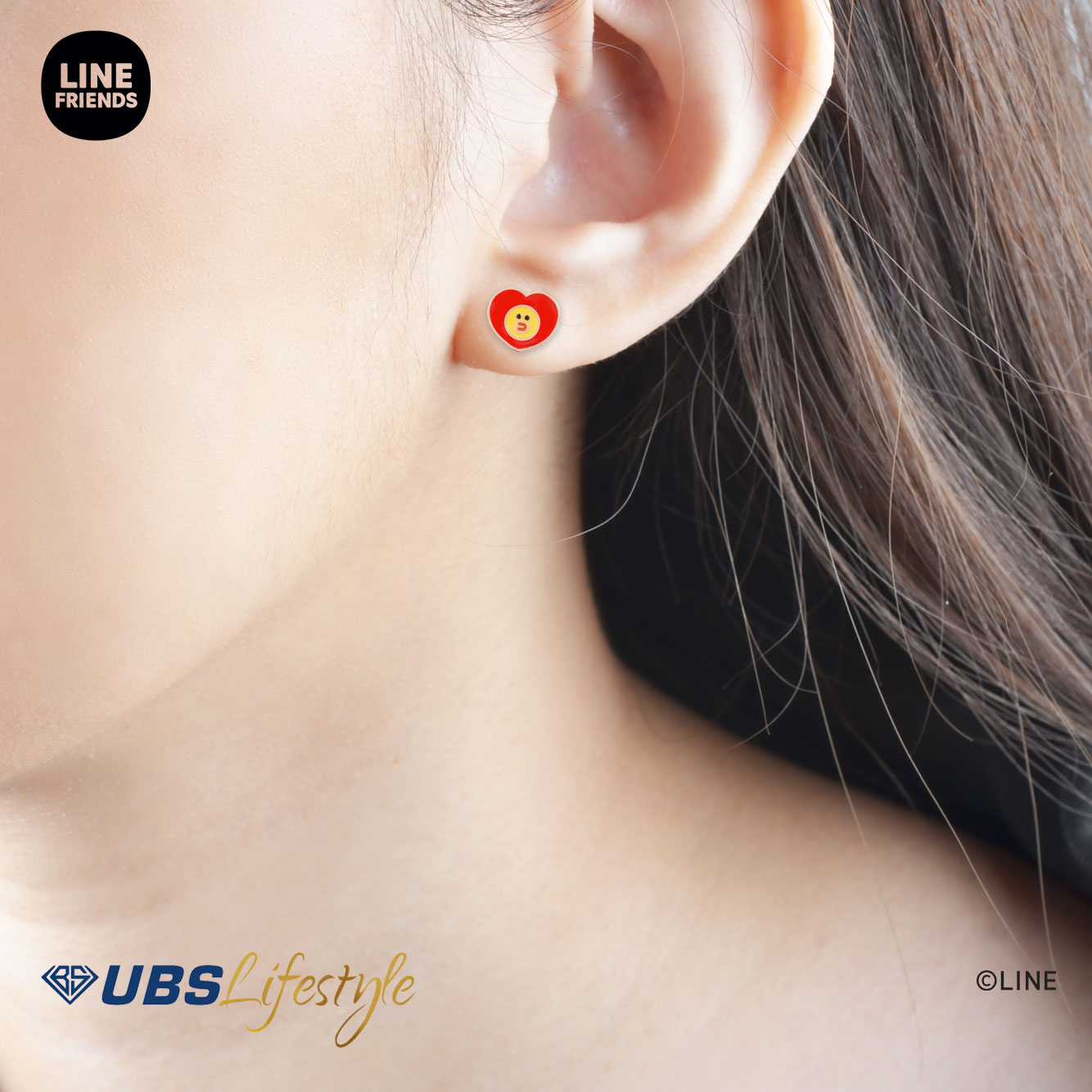 UBS Anting Emas Line Friends Sally - Ahw0006R - 17K