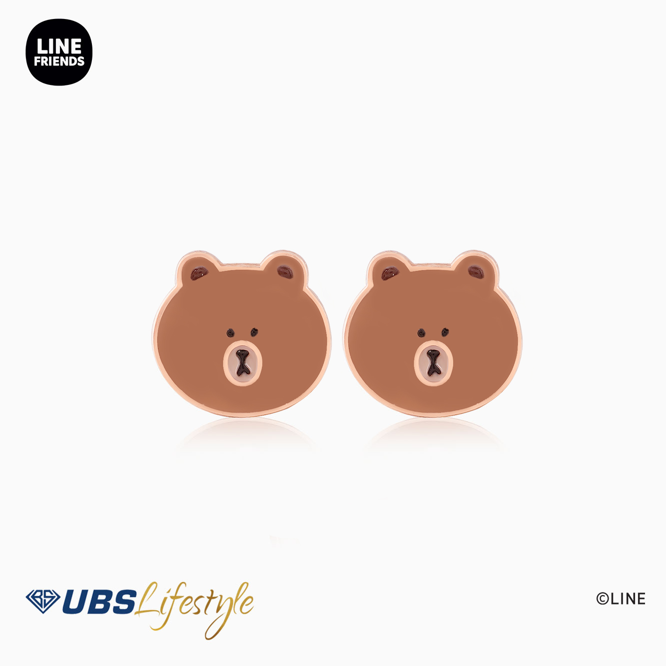 UBS Anting Emas Line Friends Brown - Ahw0008R - 17K
