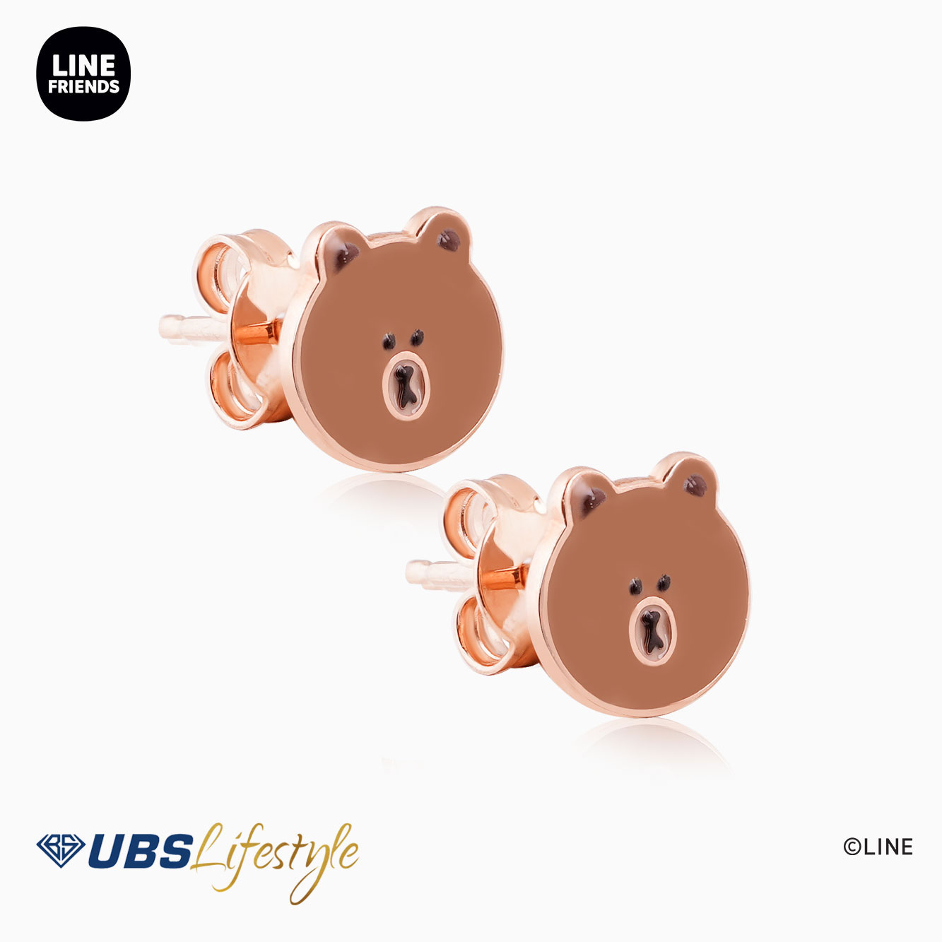 UBS Anting Emas Line Friends Brown - Ahw0008R - 17K