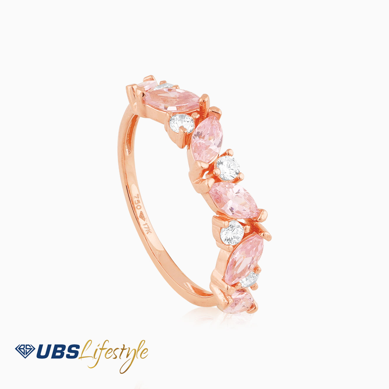 UBS Cincin Emas Rachel Rose - Cc16122RP - 17K - Batu Pink