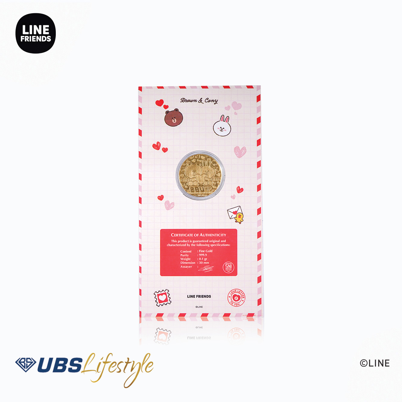 UBS Angpao Line Friends Love Letter 0.1 Gr