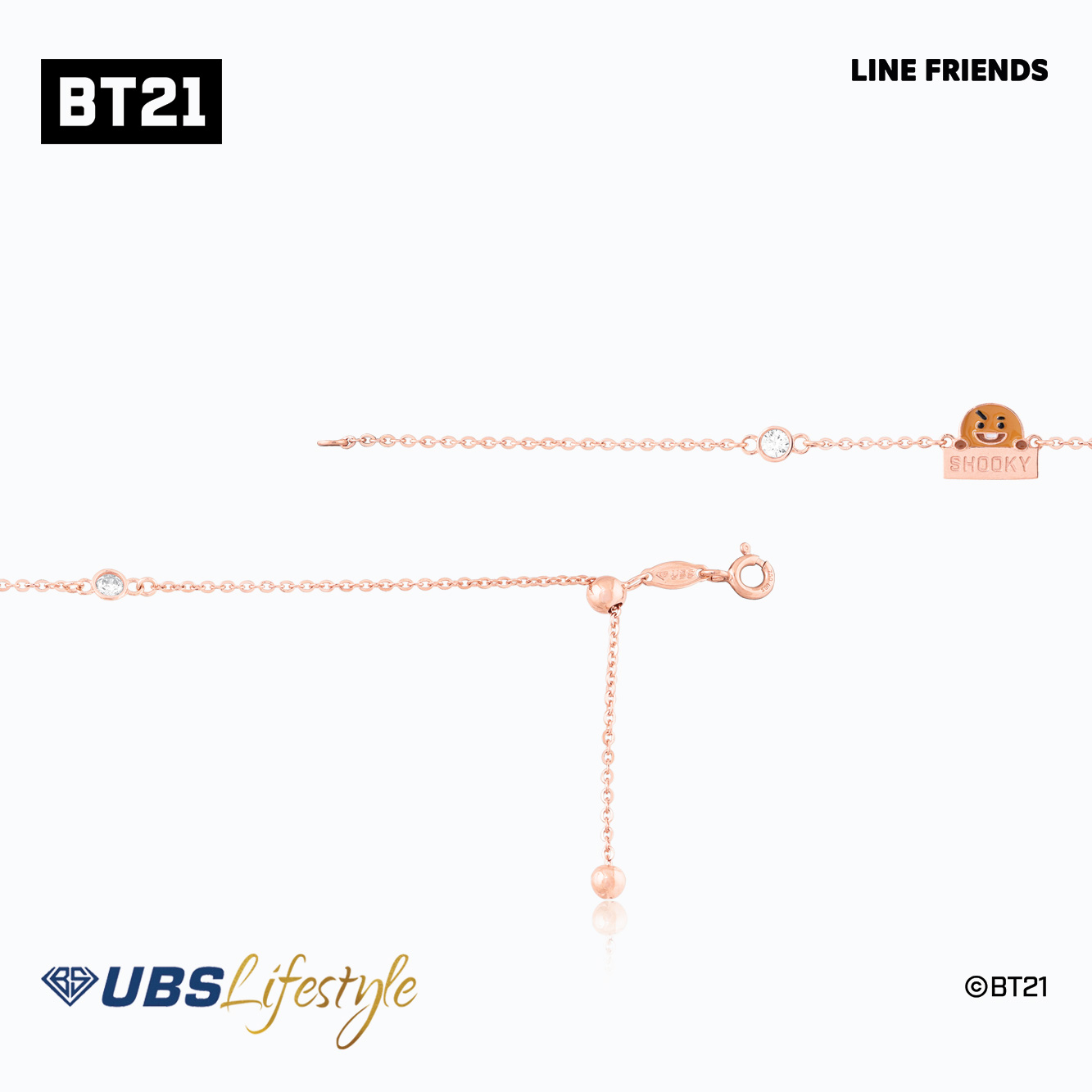 UBS Gelang Emas BT21 Basic Shooky - Line Friends - Khg0016R - 17K