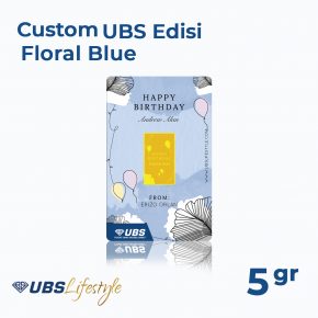 UBS Logam Mulia Custom Happy Birthday Blue Floral 5gr