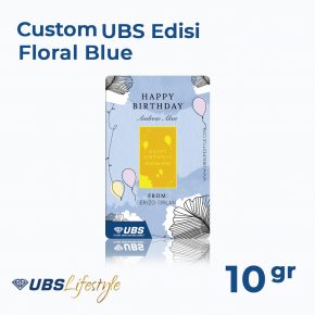 UBS Logam Mulia Custom Happy Birthday Blue Floral 10gr