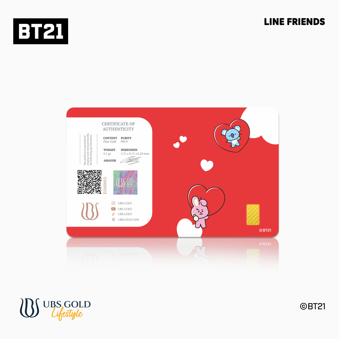 UBS Logam Mulia BT21 Valentine This Is Yours 0.1 Gr