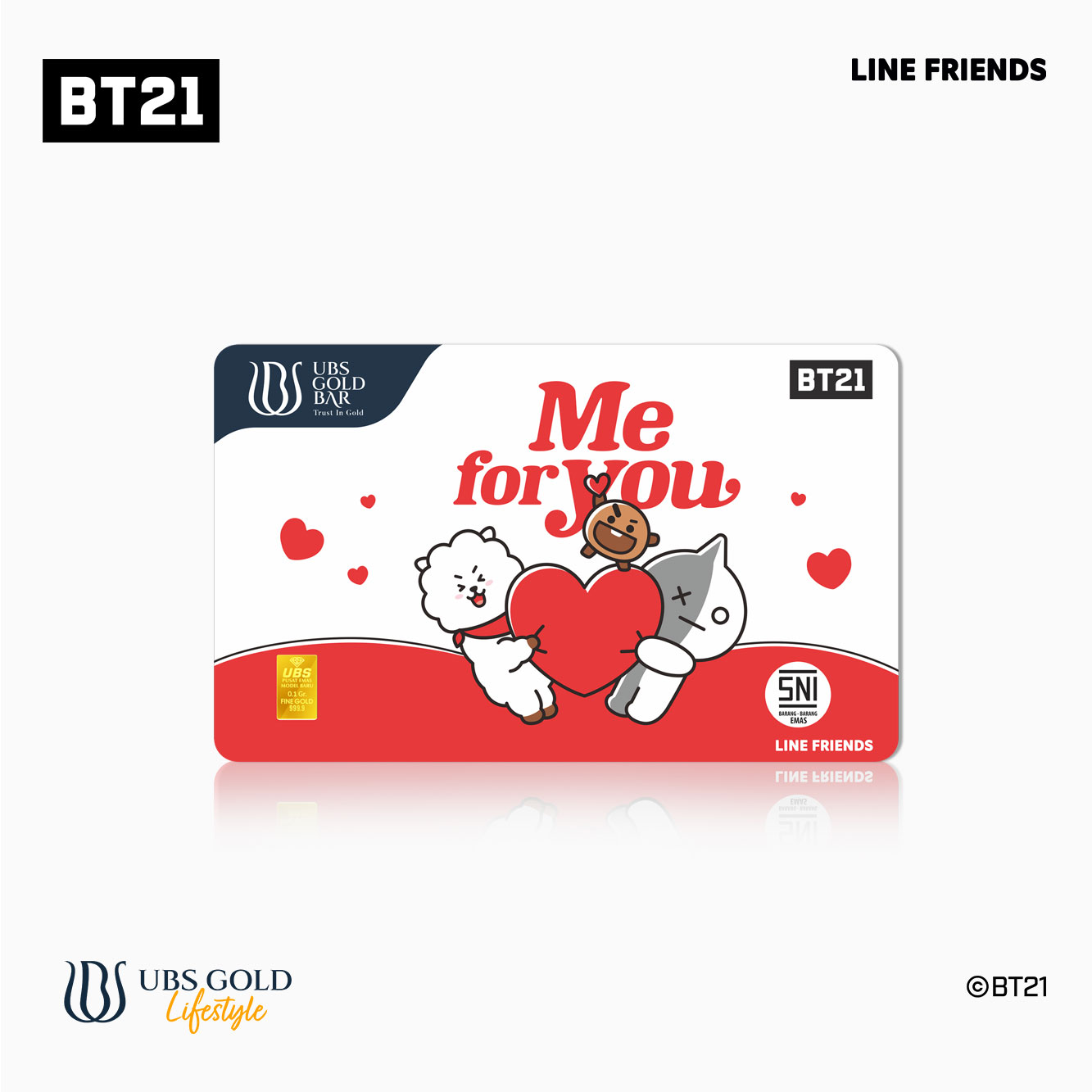 UBS Logam Mulia BT21 Valentine Me For You 0.1 Gr