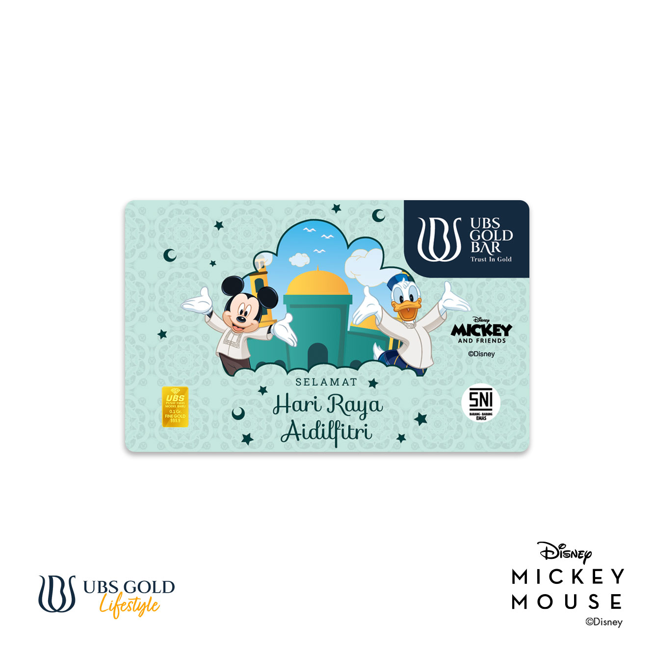 UBS Logam Mulia Disney Mickey & Minnie Mouse Idul Fitri (B) 0.1 Gr
