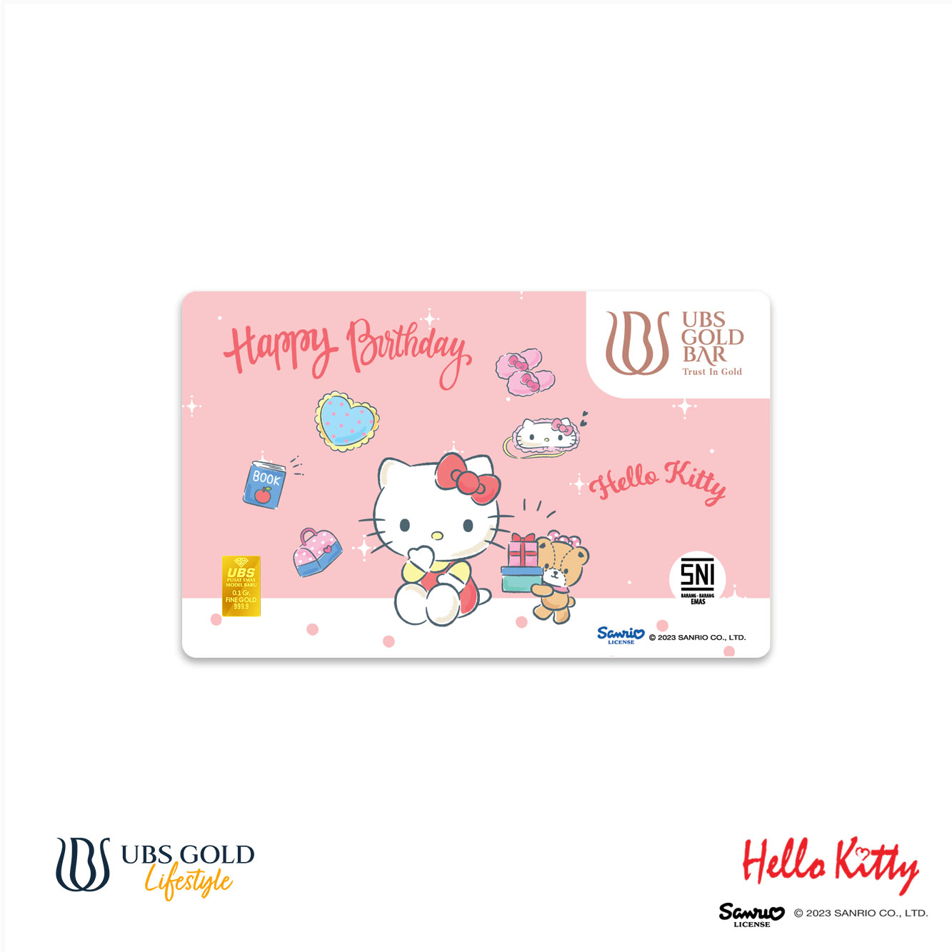 UBS Logam Mulia Sanrio Hello Kitty Happy Birthday 0.1 Gr