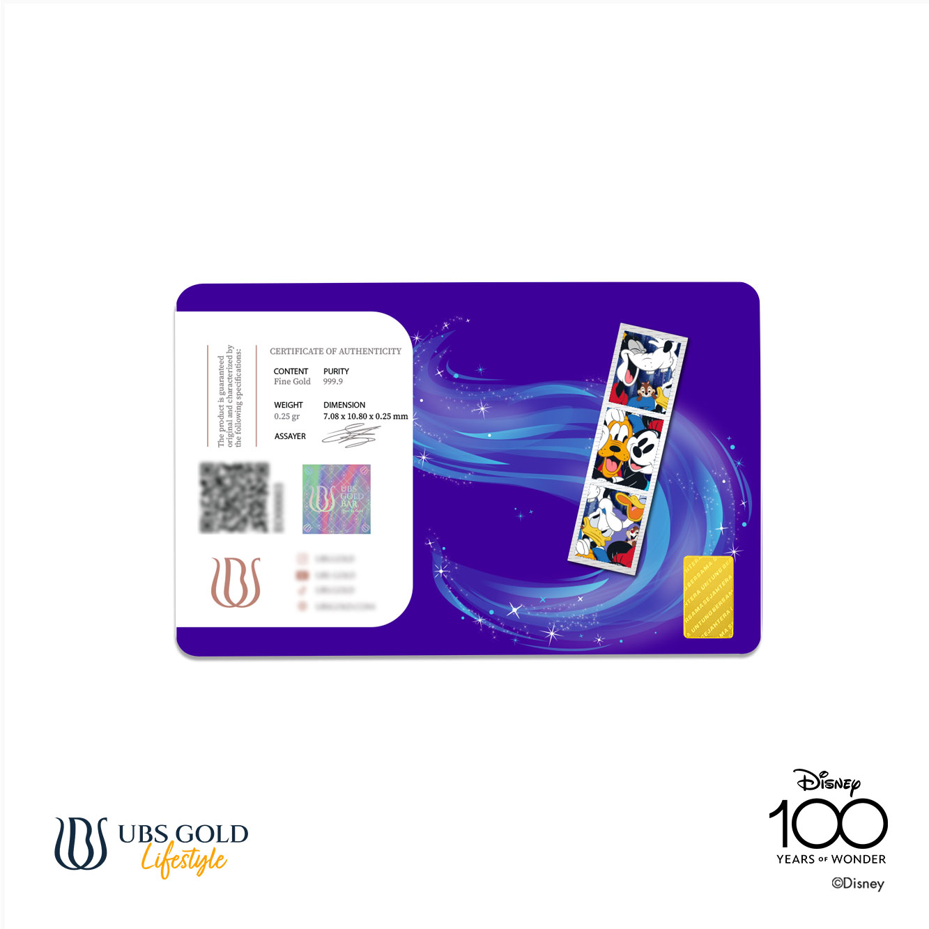 UBS Logam Mulia Disney 100 Edition (B) 0.25 Gr