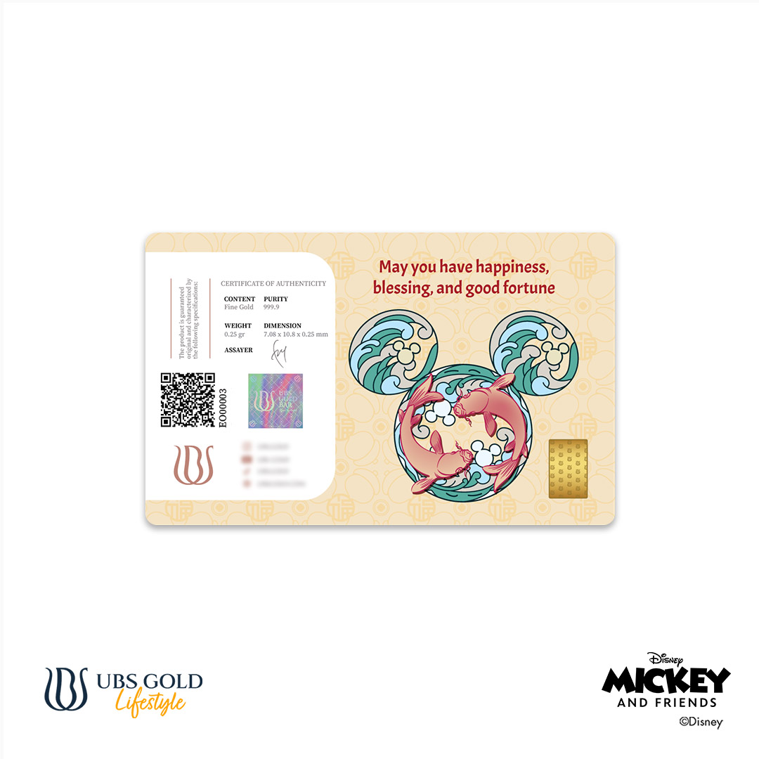 UBS Gold Logam Mulia Mickey Minnie Chinese New Year Imlek 0.25 Gr
