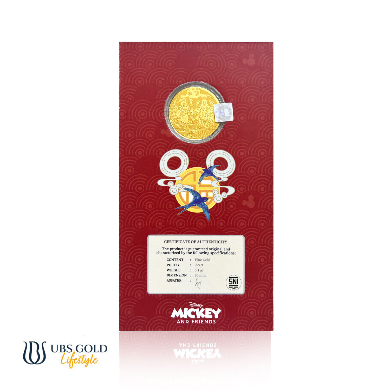UBS Gold Angpao Disney Mickey Minnie Chinese New Year Imlek 0.1 Gr