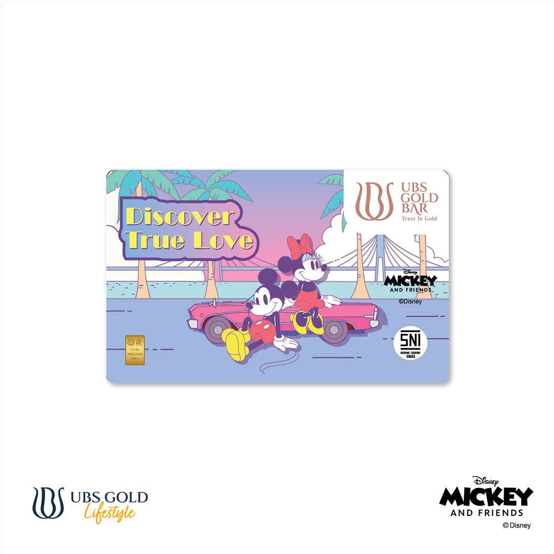 UBS Gold Logam Mulia Disney Mickey Minnie Mouse True Love 0.1 Gr