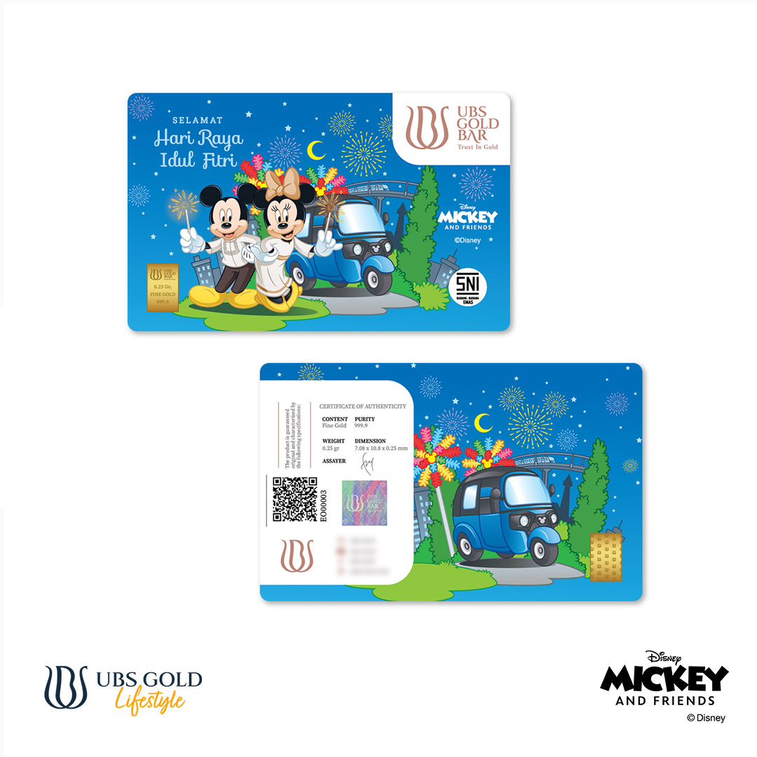 UBS Gold Logam Mulia Disney Mickey Minnie Mouse Idul Fitri (C) 0.25 Gr