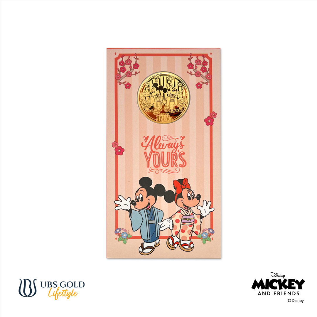 UBS Gold Angpao Disney Mickey Minnie Mouse Always Yours 0.2 Gr