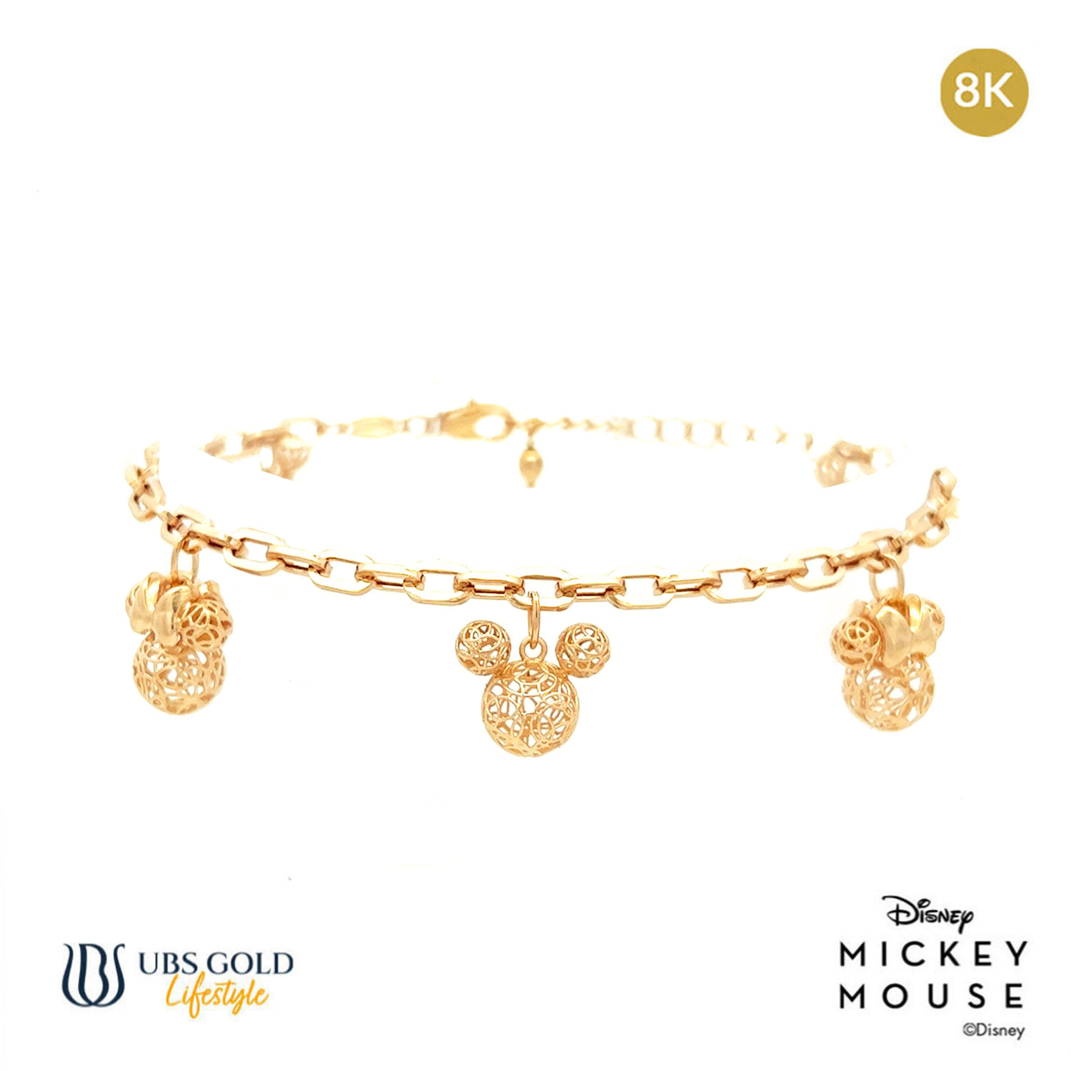 UBS Gold Gelang Emas Disney Mickey Minnie Mouse - Hgy0146K - 8K