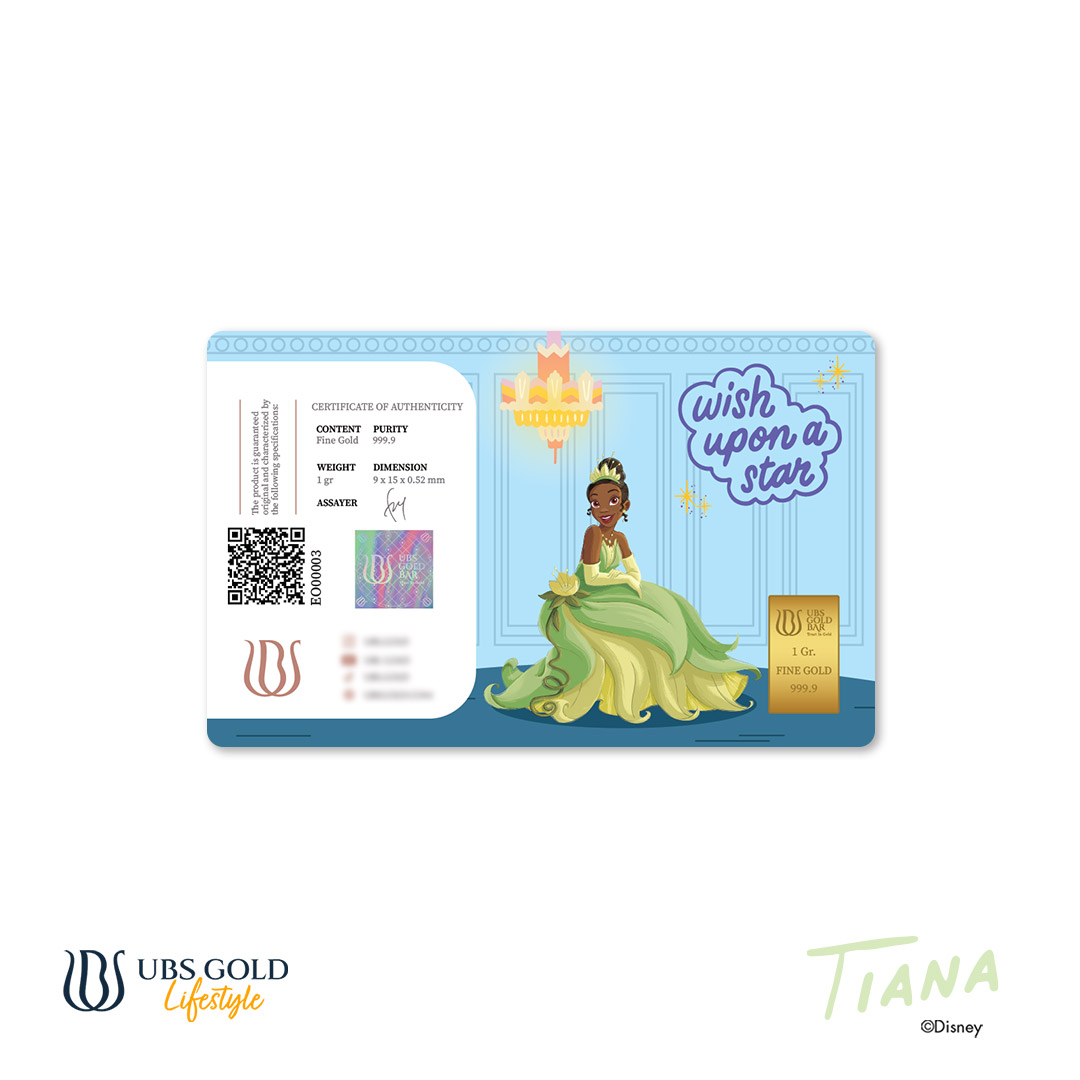 UBS Gold Logam Mulia Disney Princess Tiana 1 Gr