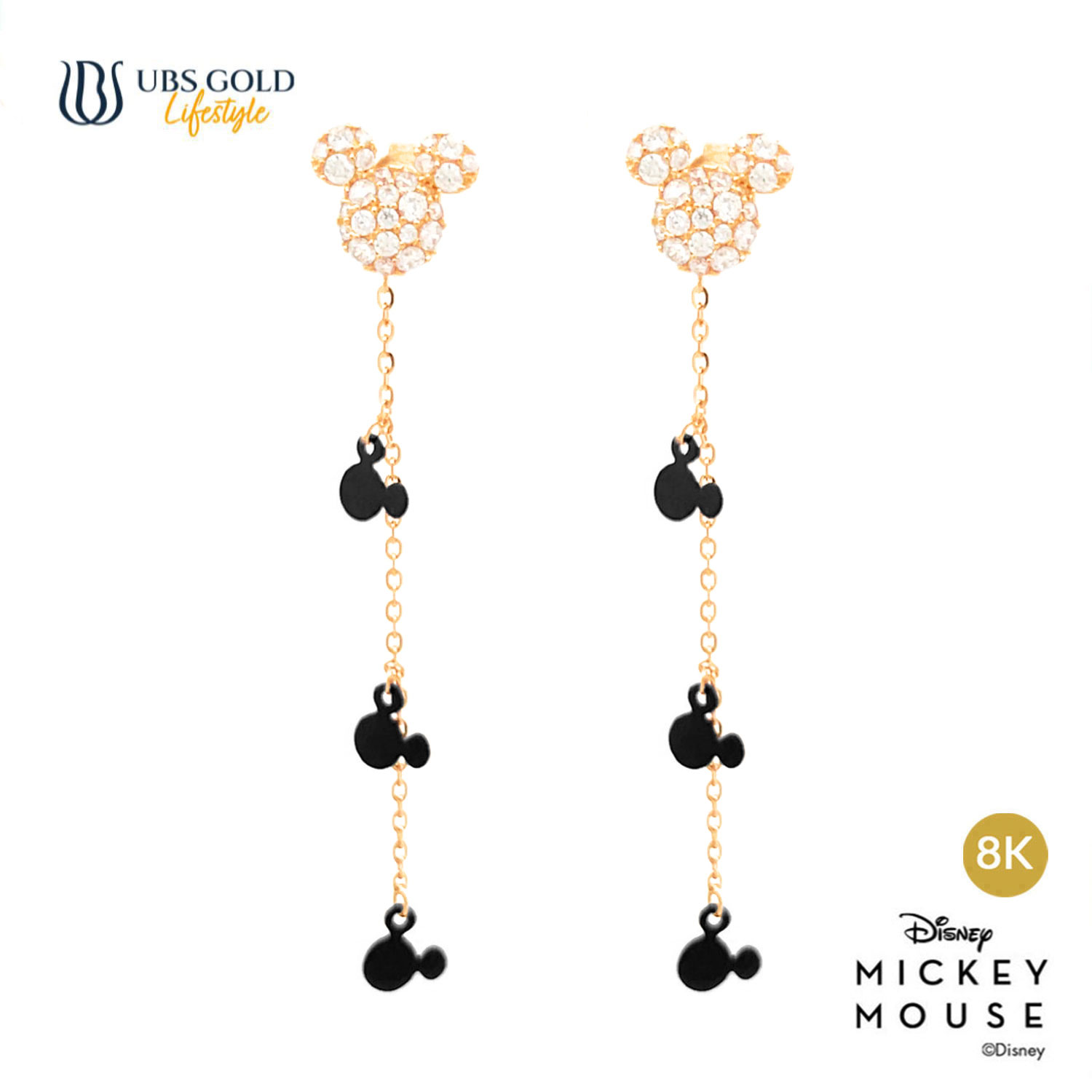 UBS Gold Anting Emas Disney Mickey Mouse - Kwy0011K - 8K