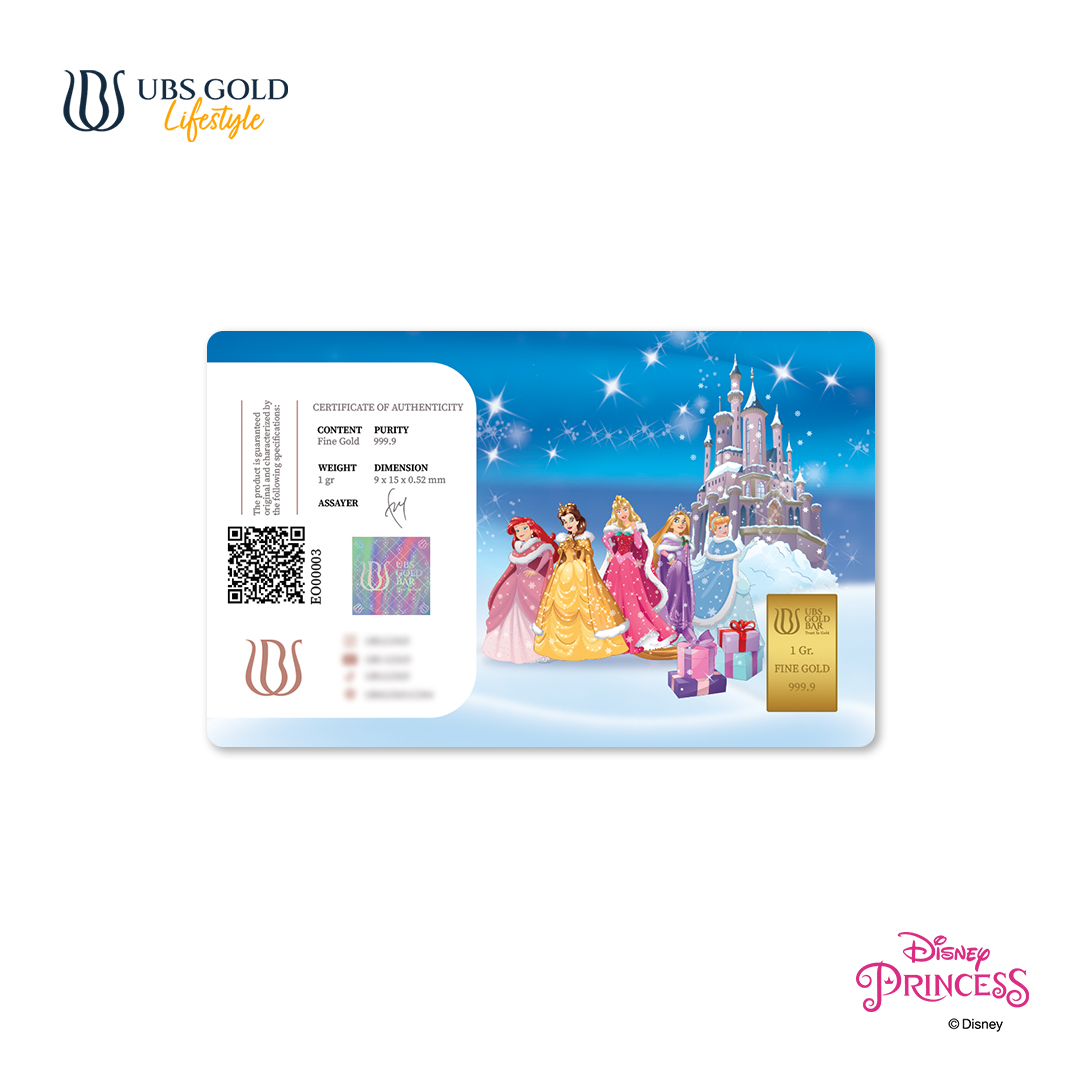 UBS Gold Logam Mulia Disney Princess Christmas 1 Gr