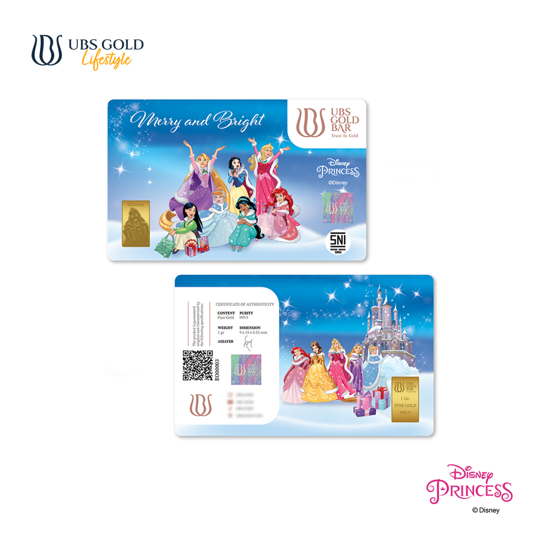 UBS Gold Logam Mulia Disney Princess Christmas 1 Gr