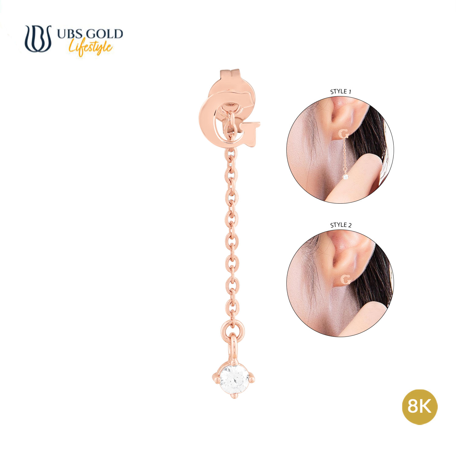 UBS Gold Anting Emas AlphaMe G - Kwr1293K - 8K