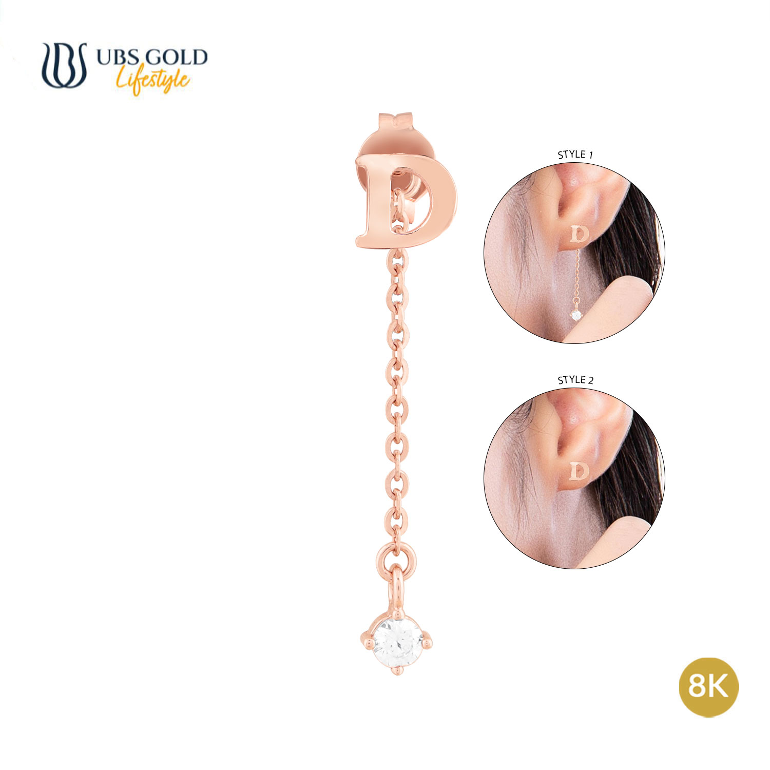 UBS Gold Anting Emas AlphaMe D - Kwr1298K - 8K