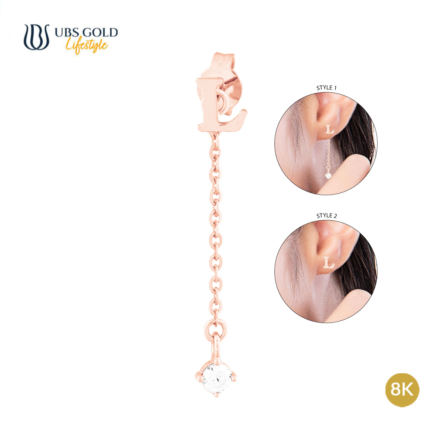 UBS Gold Anting Emas AlphaMe L - Kwr1303K - 8K