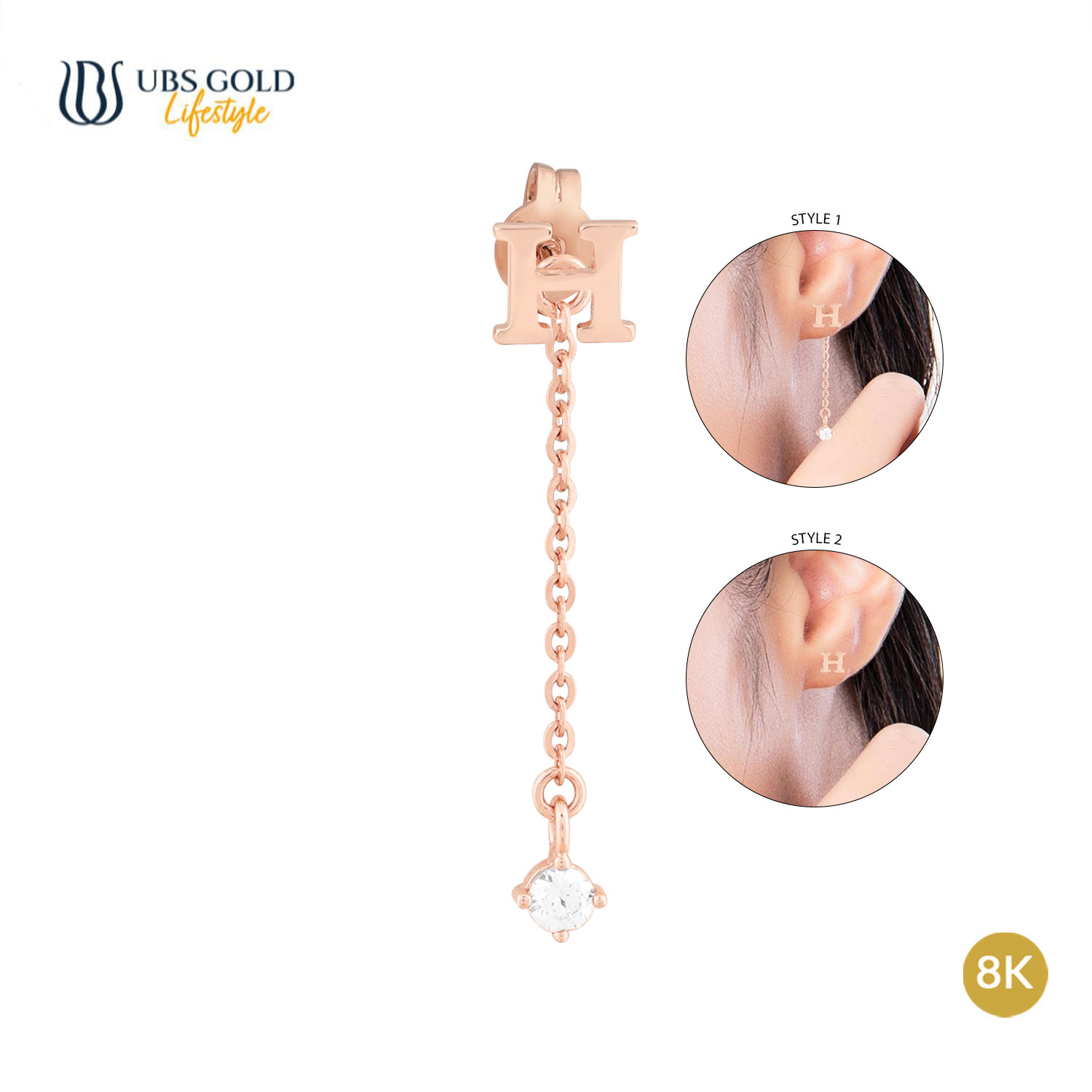 UBS Gold Anting Emas AlphaMe H - Kwr1304K - 8K