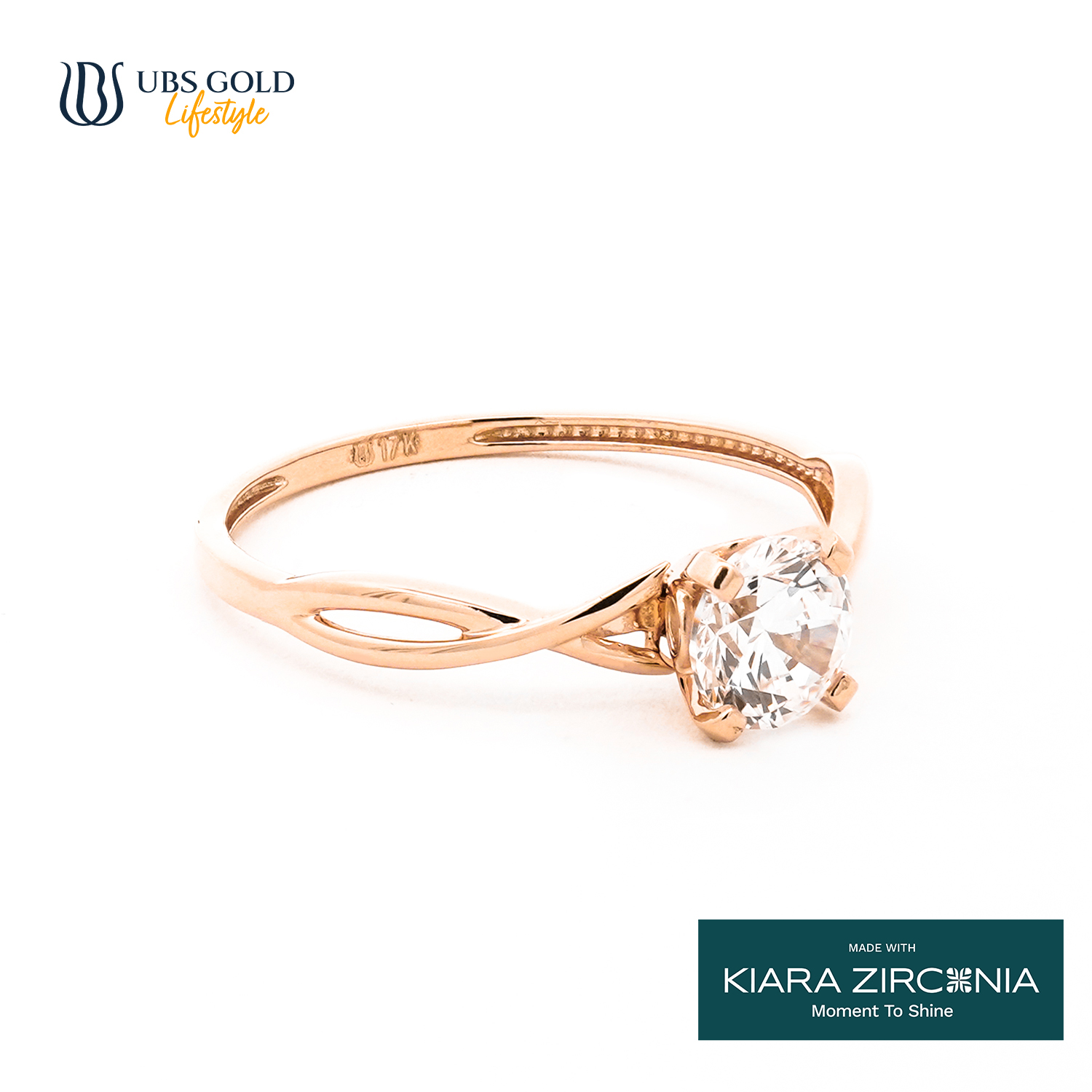 UBS Gold Cincin Emas Solitaire - Cc17253 - 17K