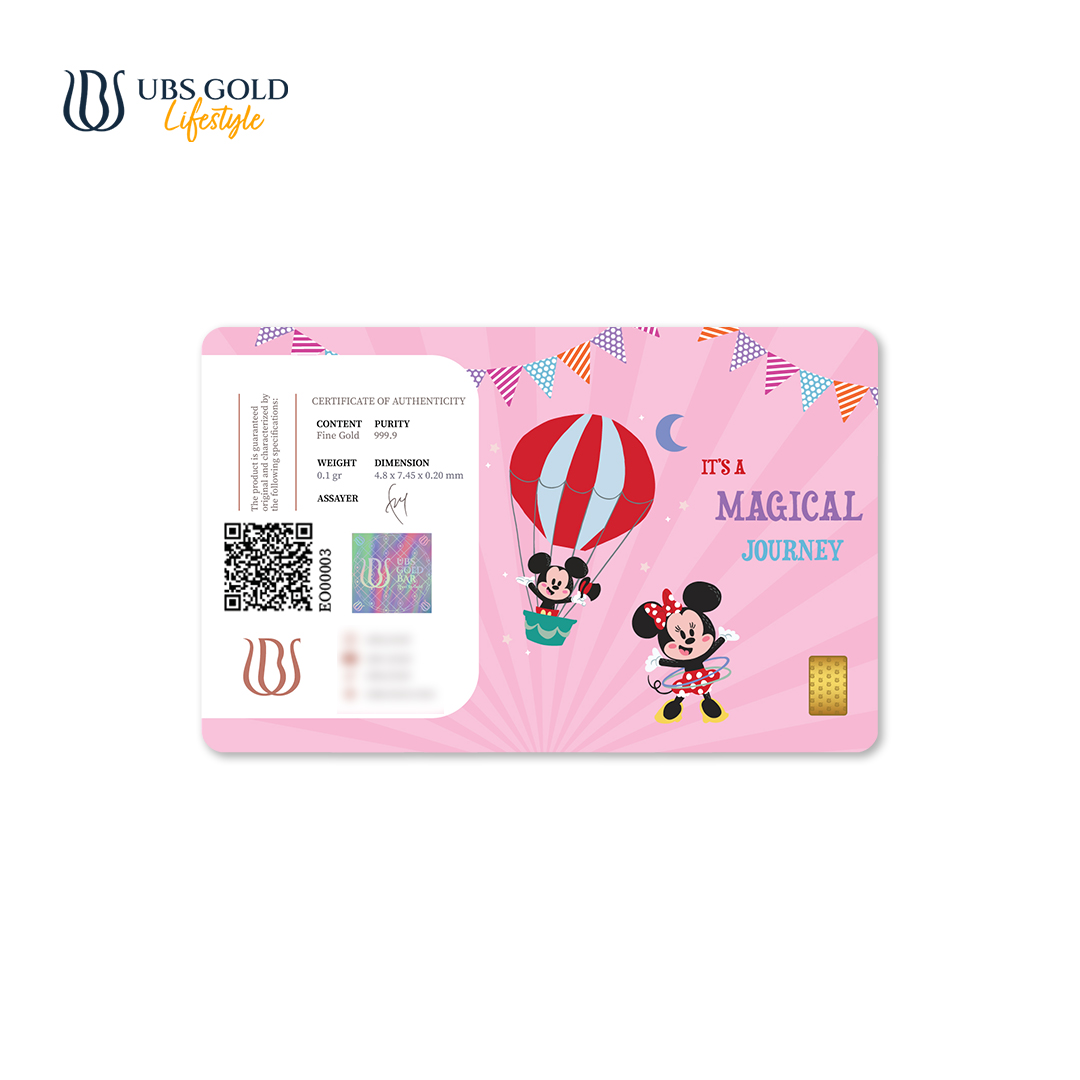 UBS Gold Logam Mulia Disney Mickey Minnie Mouse Happy Birthday (B) 0.1 Gr