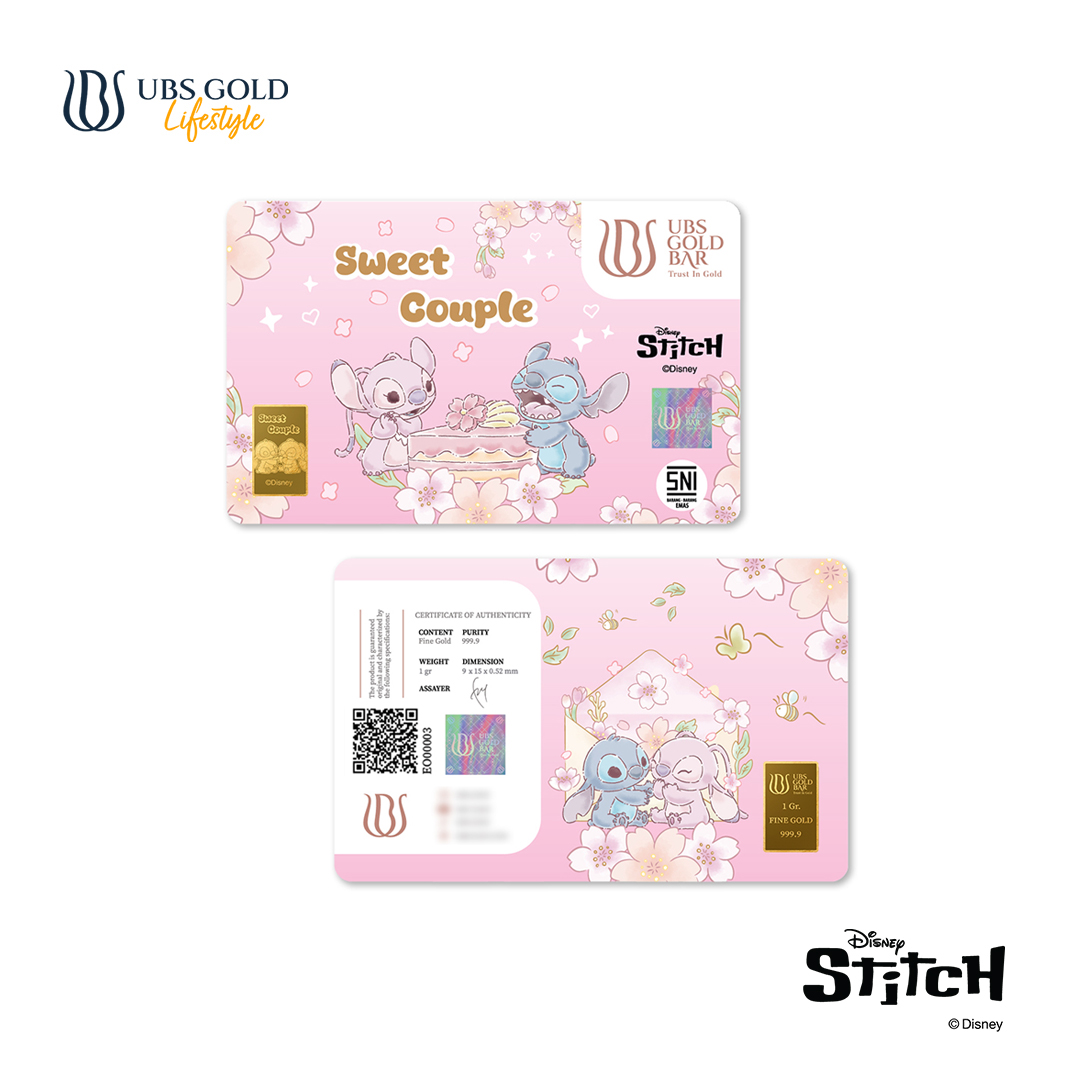 UBS Gold Logam Mulia Disney Stitch Sweet Couple 1 Gr